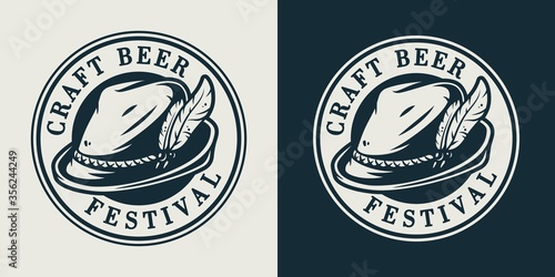 Emblem of bavarian oktober fest hat with a feather