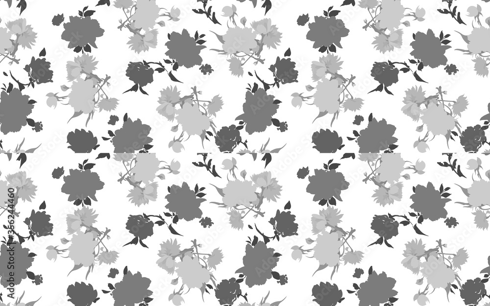 Floral seamless pattern with different flowers and leaves. Botanical illustration hand painted. Floral seamless pattern with different flowers and leaves. Botanical illustration hand painted.