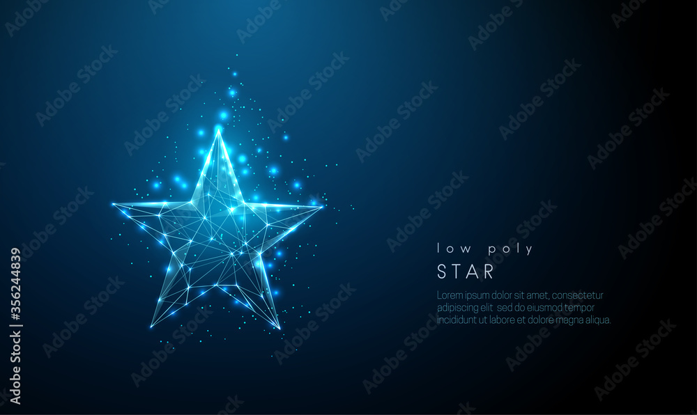 Obraz premium Abstract blue star. Low poly style design.