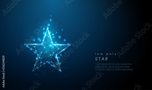 Abstract blue star. Low poly style design.