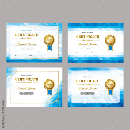 Set of certificate and diploma design templates, creative geometric background