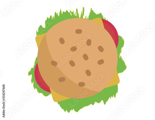 Cheeseburger vector whole with lettuce and tomatoes 