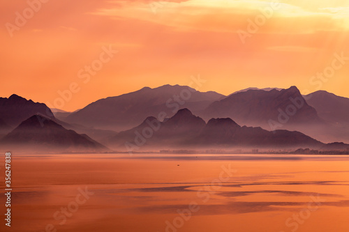 yellow tint tinted panoramic view of the Antalya in Turkey © ali