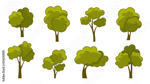 Collection of green summer trees.