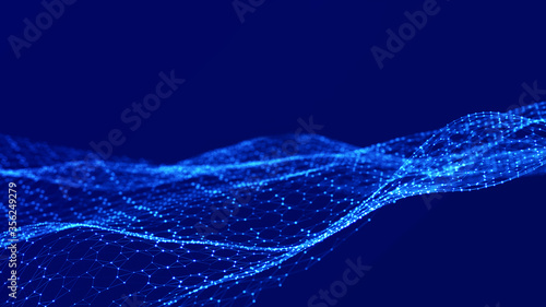 Abstract space with dots and lines. Network structure. Background concept for your design. 3d rendering.