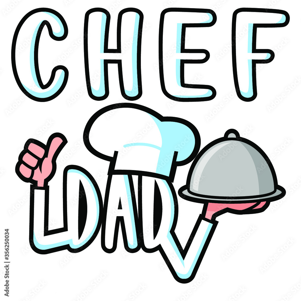 Fototapeta premium Chef dad vector greeting, celebration card print for father's day and birthday gift