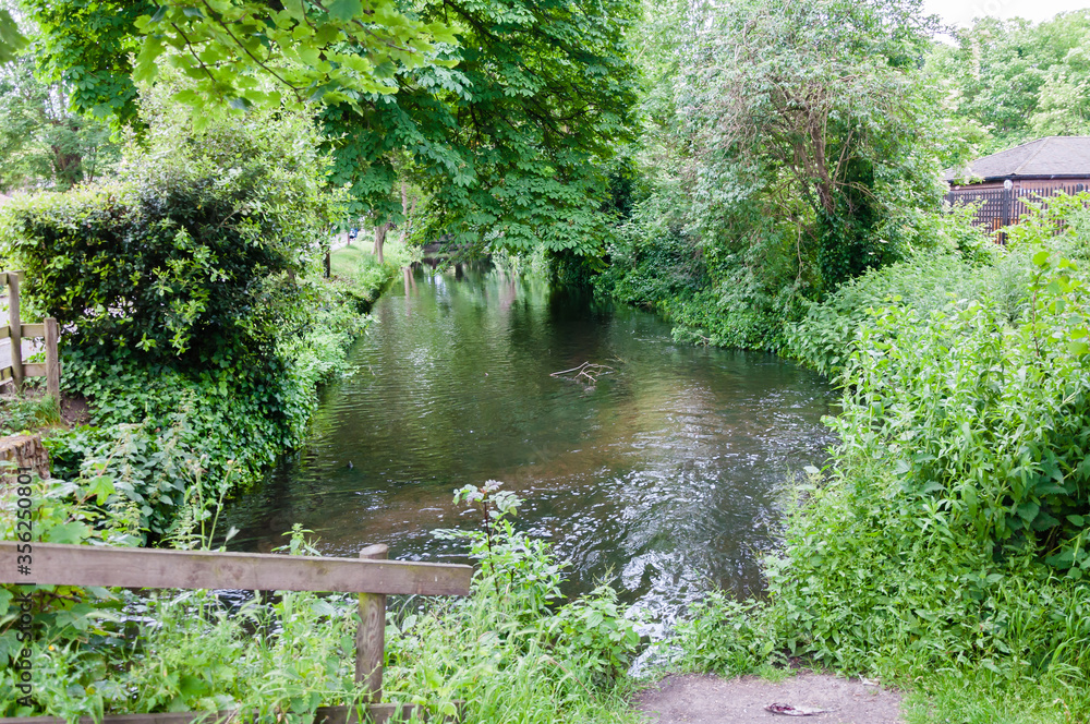 Obraz premium Morden, London, England, United Kingdom - 9 June 2015:The River Wandle is a tributary of the River Thames running from Surrey to Wandsworth
