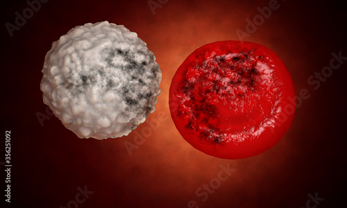 damaged  sick red blood cell. disease concept