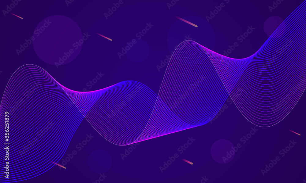 Abstract digital landscape or waves with smooth lines. Sound waves visualization background.