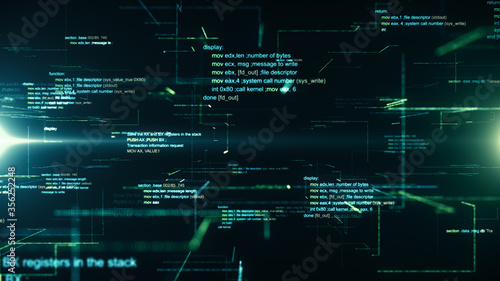 Abstract cyber space background with program code modules motion. Application data texture for technology concept.
