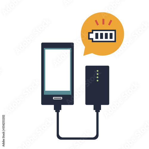 モバイルバッテリーとスマートフォンのイラスト素材
