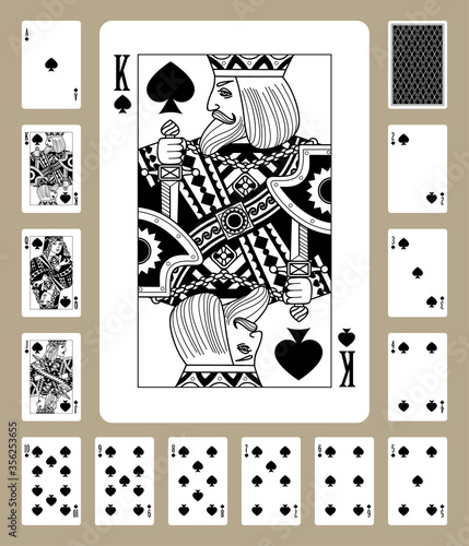Black and white Spades suit playing cards