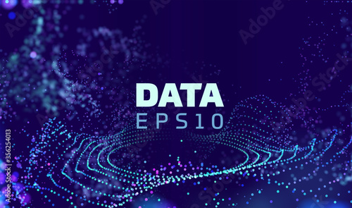 Modern big data, great design for any purposes. Modern communication technology. Blue particles stream. Vector particle grid technology background.