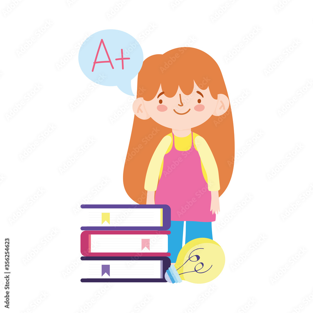 online education little girl student books idea cartoon online education little girl student books idea cartoon
