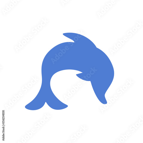 Dolphin silhouette, dolphinaria logo. Premium vector.
