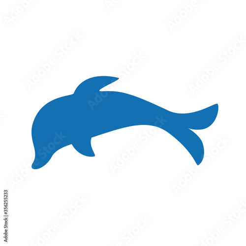 Dolphin silhouette, dolphinaria logo. Premium vector.
