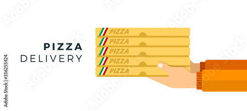 Pizza delivery courier hands vector flat isolated