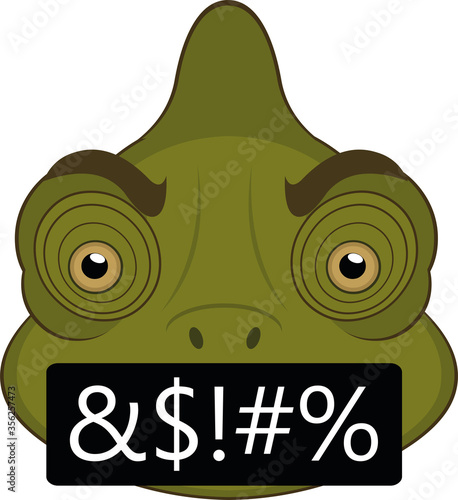 Vector illustration of the face of a chameleon cartoon