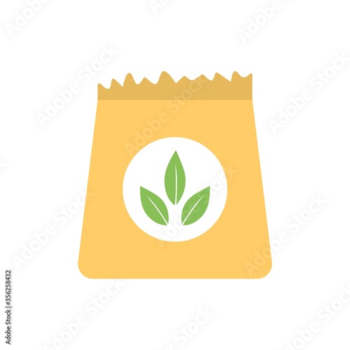 Plant seed sack icon in flat design style.
