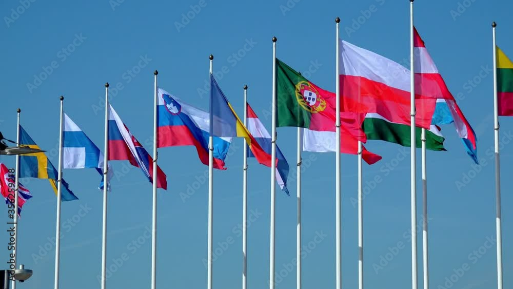 WS European flags in Kirchberg Plateau / Luxembourg City, Grand Duchy of Luxembourg, Luxembourg WS European flags in Kirchberg Plateau / Luxembourg City, Grand Duchy of Luxembourg, Luxembourg