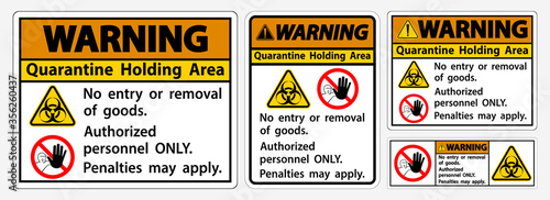 Warning Quarantine Holding Area Sign Isolated On White Background,Vector Illustration EPS.10