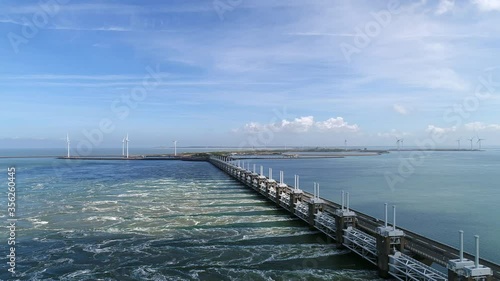  Road along Oosterscheldekering flood barrier  photo