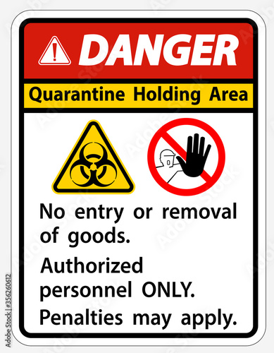 Danger Quarantine Holding Area Sign Isolated On White Background,Vector Illustration EPS.10
