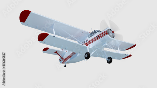 Fototapeta Naklejka Na Ścianę i Meble -  old retro bi plane isolate on white. 3d rendering