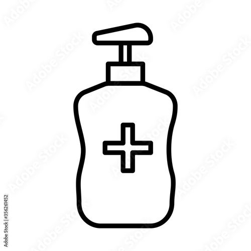 antibacterial soap bottle line icon