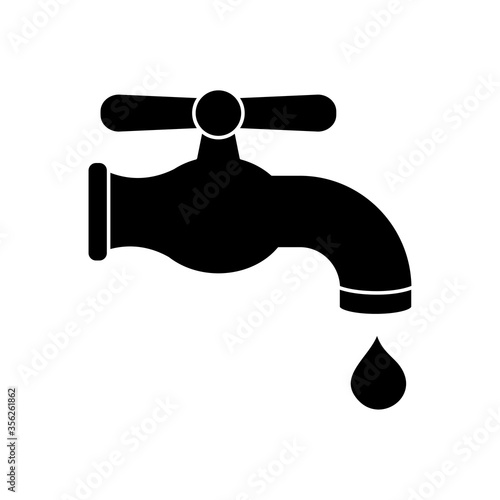 water faucet and drop icon, silhouette style