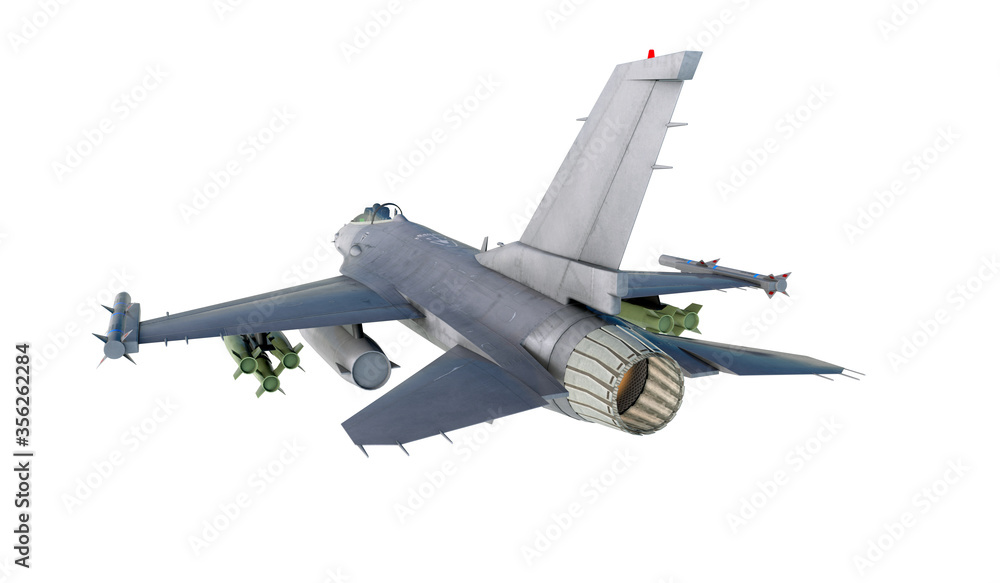 F -16 , american military fighter plane.Jet plane. Fly in clouds. 3d rendering F -16 , american military fighter plane.Jet plane. Fly in clouds. 3d rendering