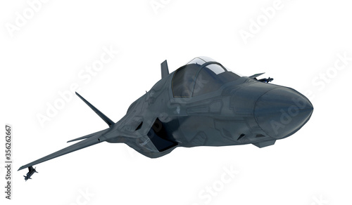 F 35 , american military fighter plane.Jet plane. Fly in clouds. 3d rendering