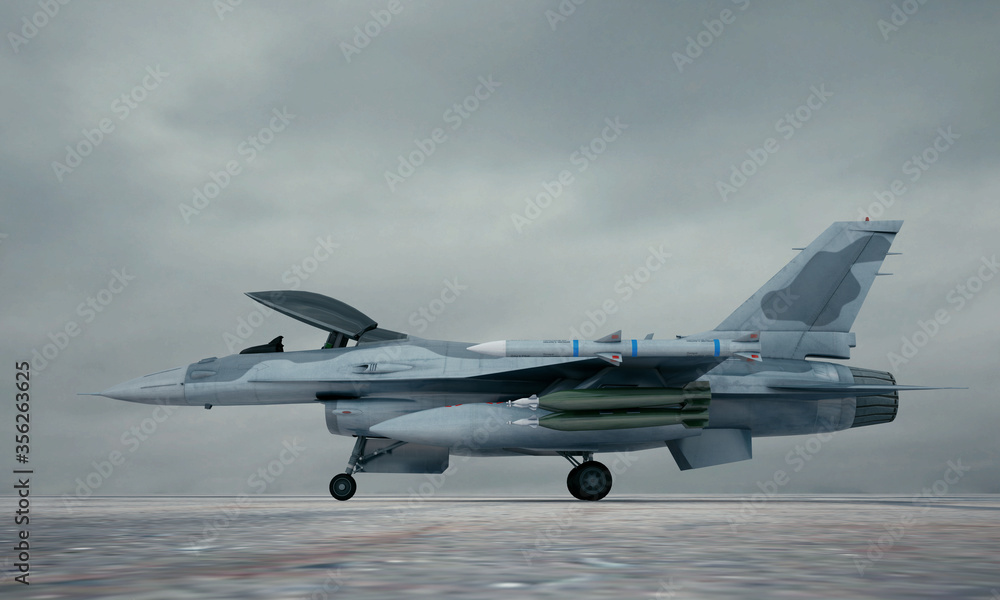 F 16 , american military fighter plane. 3d render F 16 , american military fighter plane. 3d render