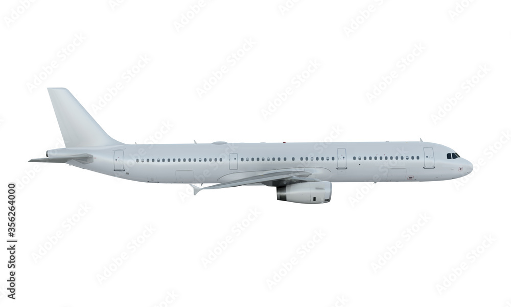 White plane flying. airplane isolate on white background