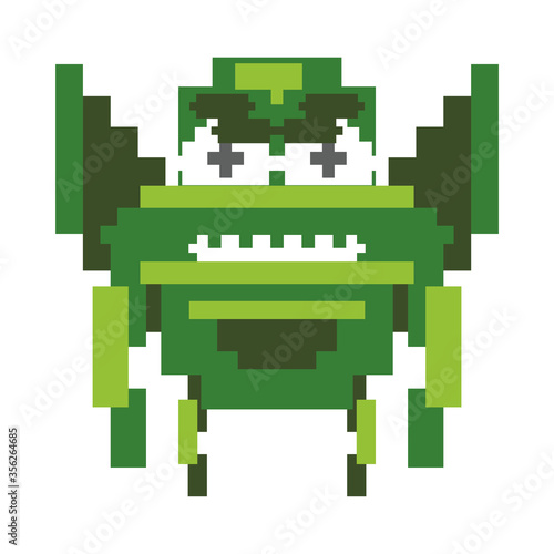 space alien 8 bits pixelated icon