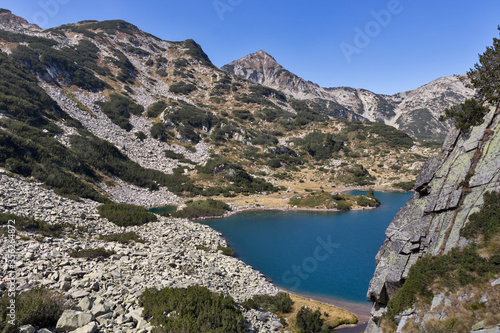 Panoramica of Banderitsa Fish lake, Pirin Mountain, Bulgaria
