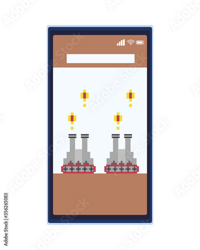 war tanks vehicles in smartphone 8 bits pixelated icons
