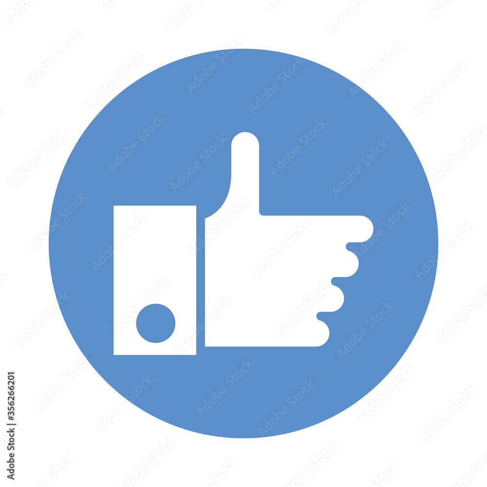 hand like social media marketing block style hand like social media marketing block style