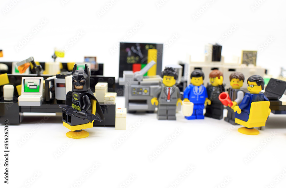 acceleration egetræ avis HONG KONG,MARCH 22: Studio shot of Lego people in office, combine from  different set on