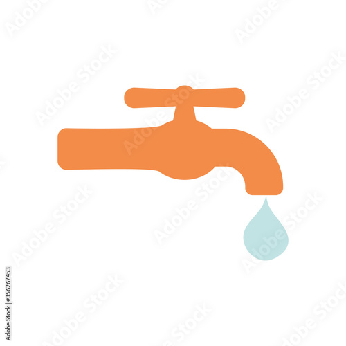 water faucet and drop icon, flat style