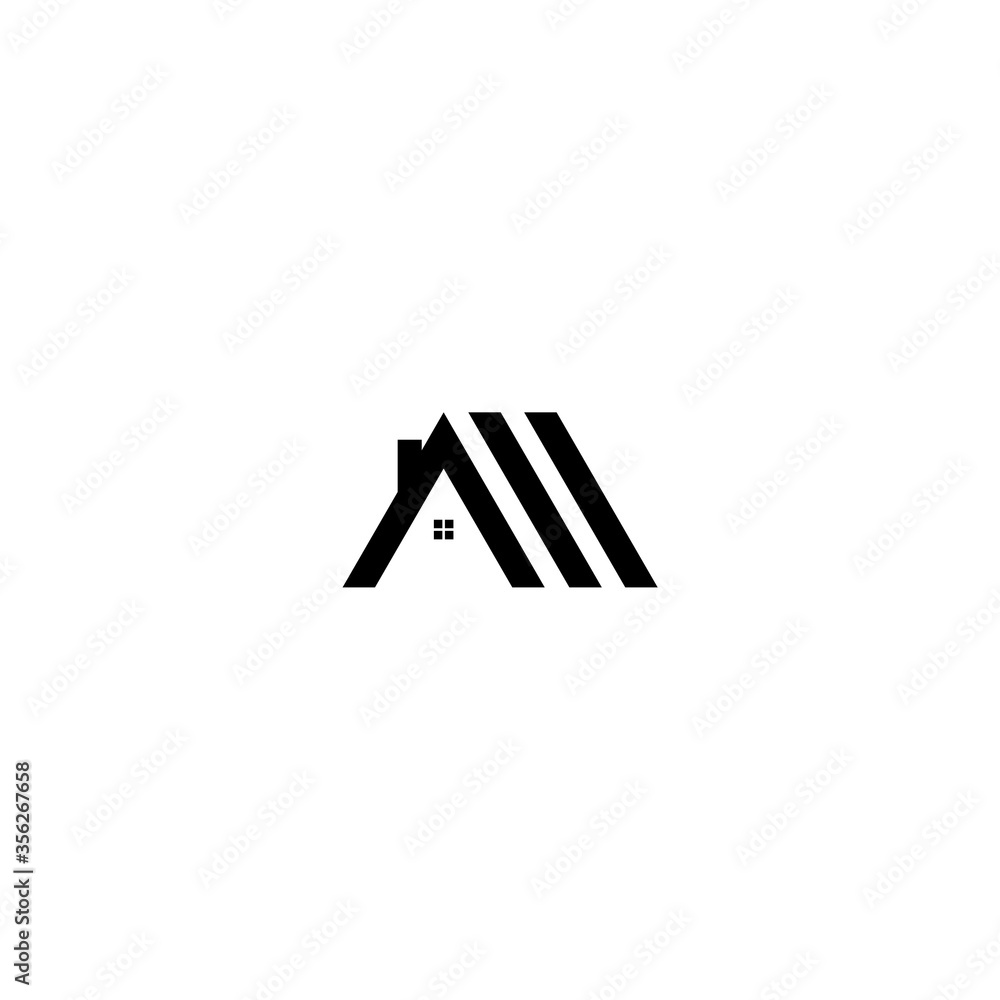 Logo triple M abstract, letter M for home