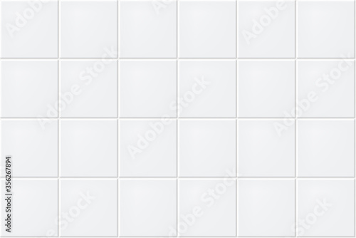 White Photo Realistic Ceramic Tiles. Vector Seamless Pattern