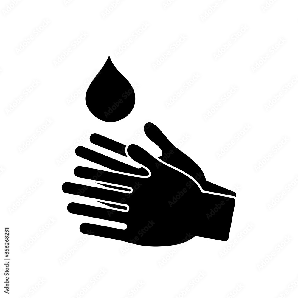 water drop and hands icon, silhouette style water drop and hands icon, silhouette style