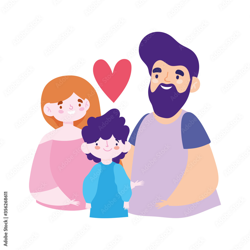 father mother little son boy character cartoon, family day father mother little son boy character cartoon, family day