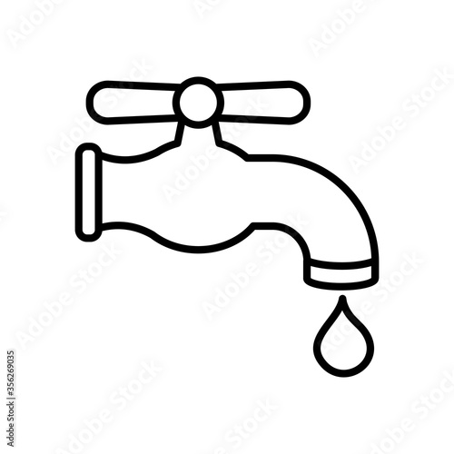 water faucet and drop icon, line style