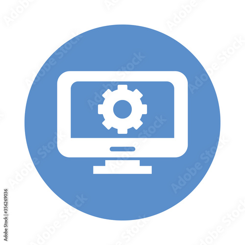 desktop with gear block style icon