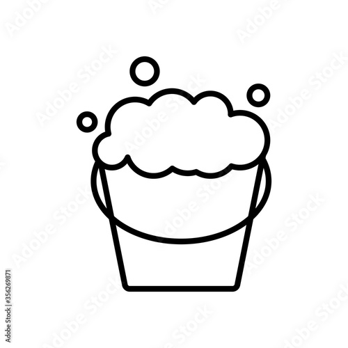 bucket with soapy water icon, line style