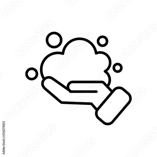 handwashing concept, hand with soapy foam icon, line style