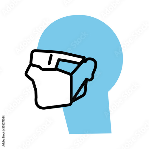 profile using face mask and goggles line half color style icon