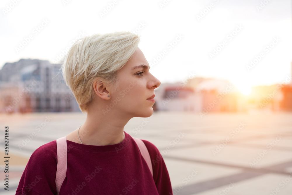 Portrait of Caucasian female teenager looking to the camera Portrait of Caucasian female teenager looking to the camera